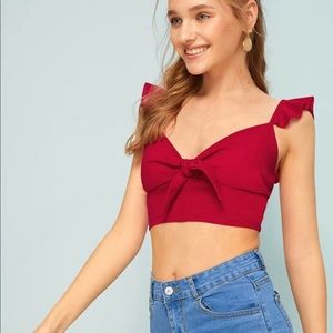 SHEIN red tie top